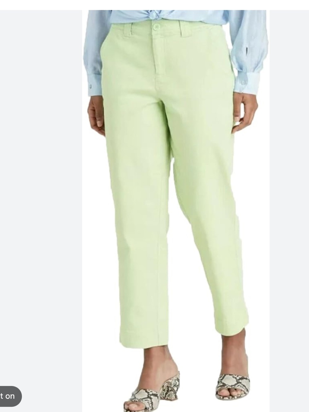 a new day Women's Straight Mint Green Ankle Cotton Pants Size 4